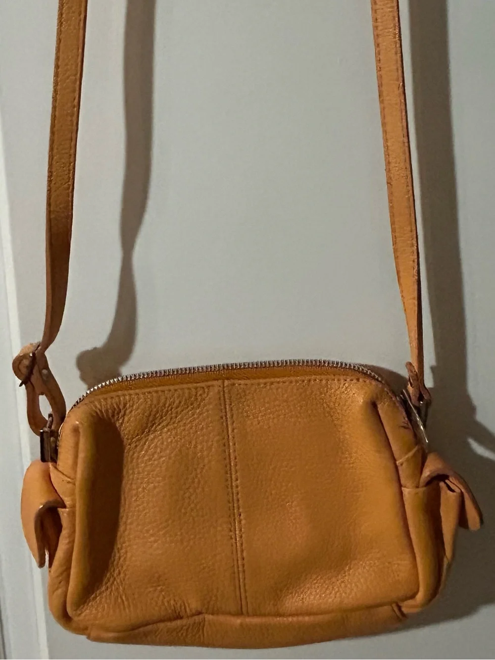 Cristina Italia Tan Leather Pouch with Top Zip